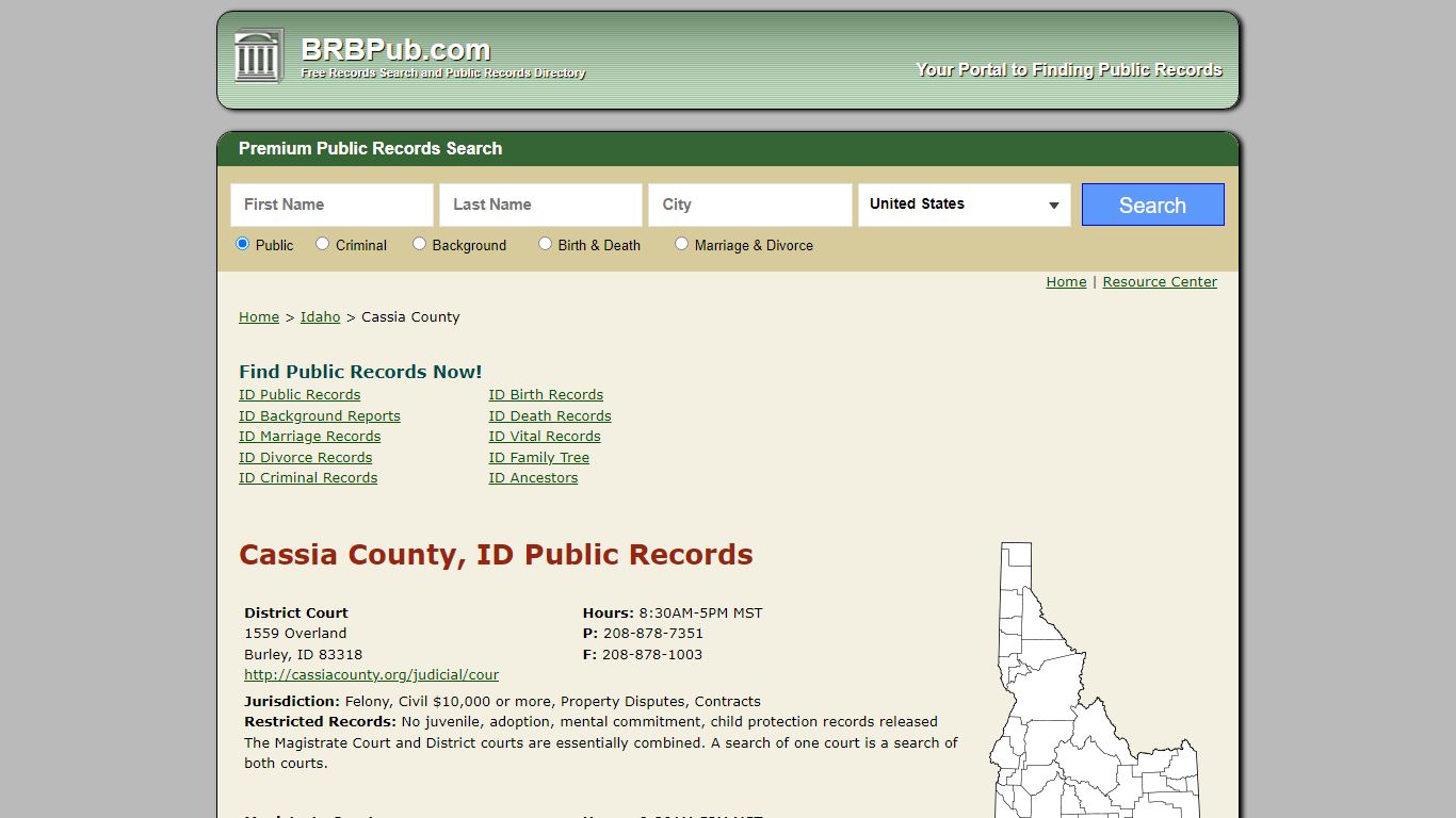 Cassia County Public Records | Search Idaho Government Databases - BRB Pub