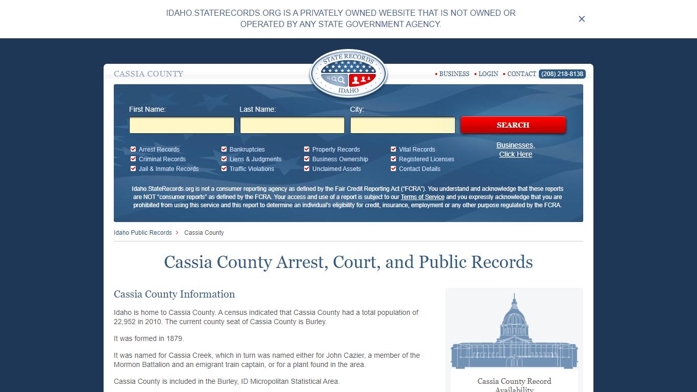 Cassia County Arrest, Court, and Public Records